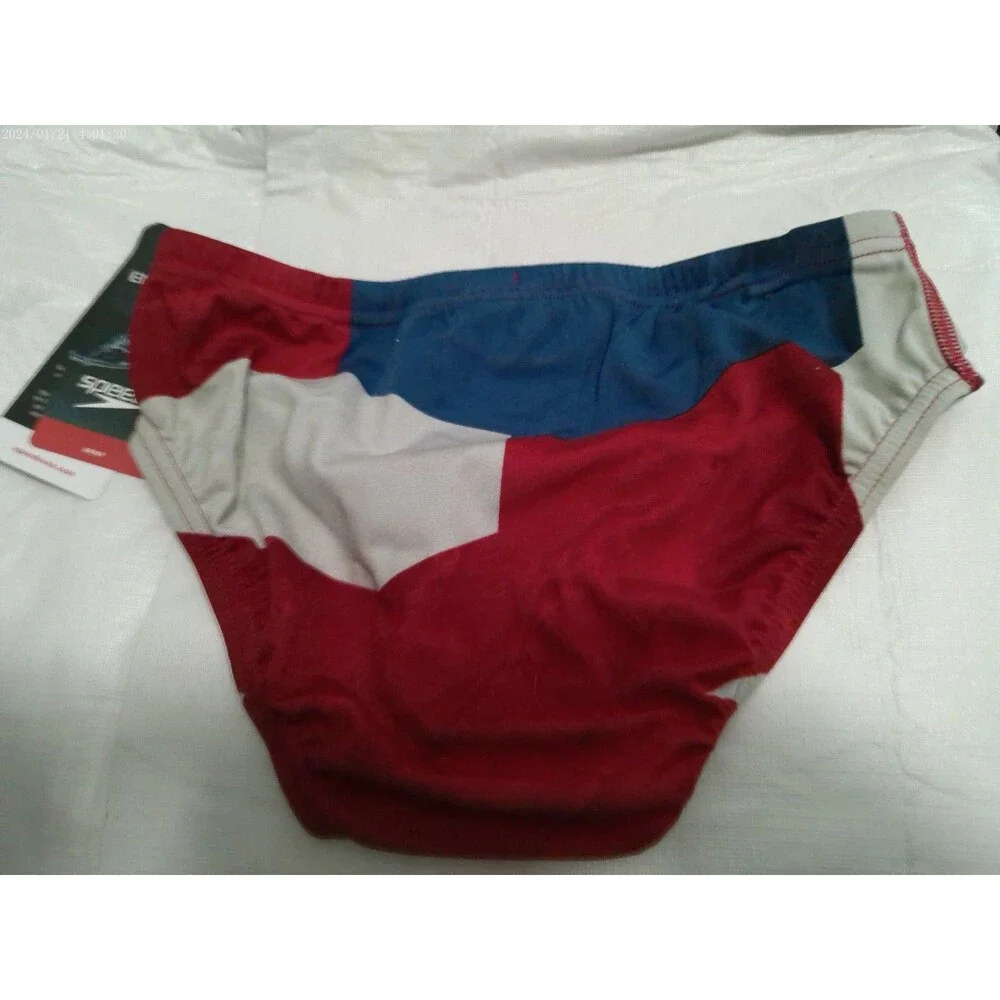 Speedo Men's Swim Brief Size 28 Glimmer Brief SNA Red/White/Blue NIB Endurance+